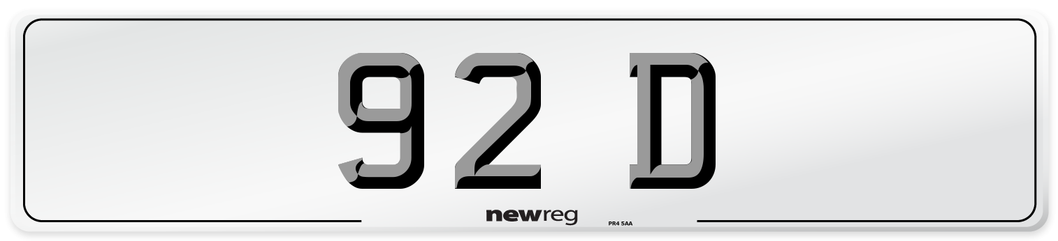 92 D Number Plate from New Reg